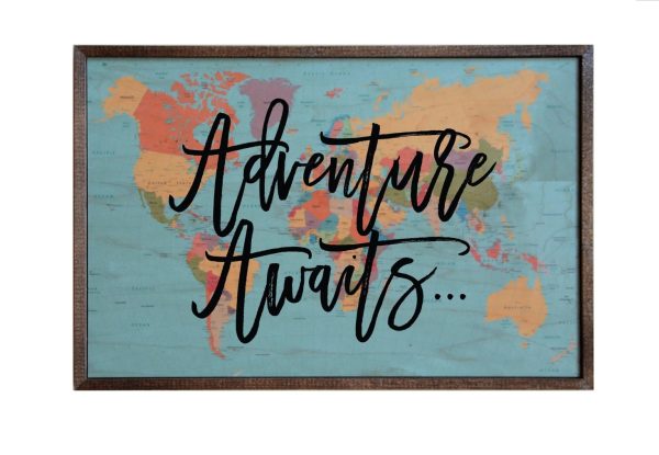 Wall Art Sign - 12x6, The World Awaits