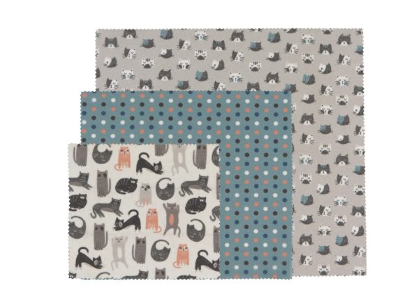 Beeswax Wrap - Cats, Set of 3