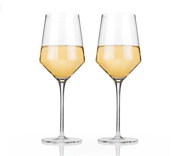 Angled Crystal Chardonnay Glasses