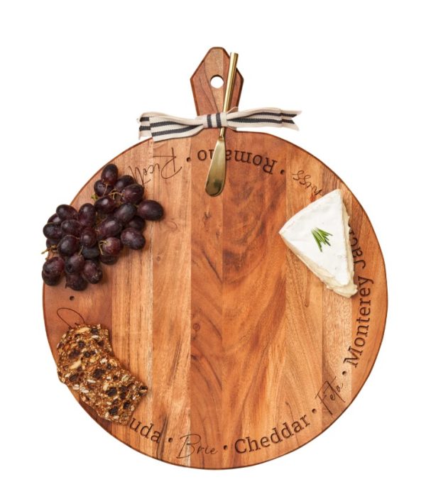 Acaia Heirloom Board w/Handle Round & Gold, 20x16