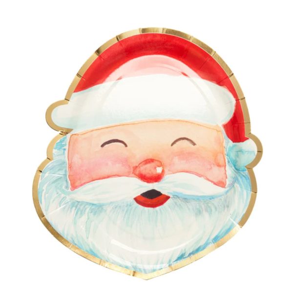 Salad Plate - Wavy, Santa, Jolly Holiday, 8 count